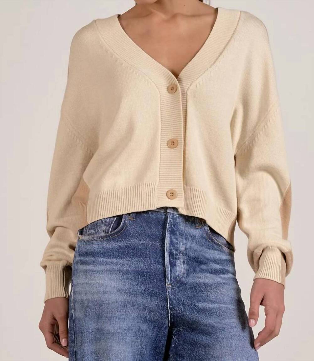 NEW ELAN mina cardigan in natural tan color block
